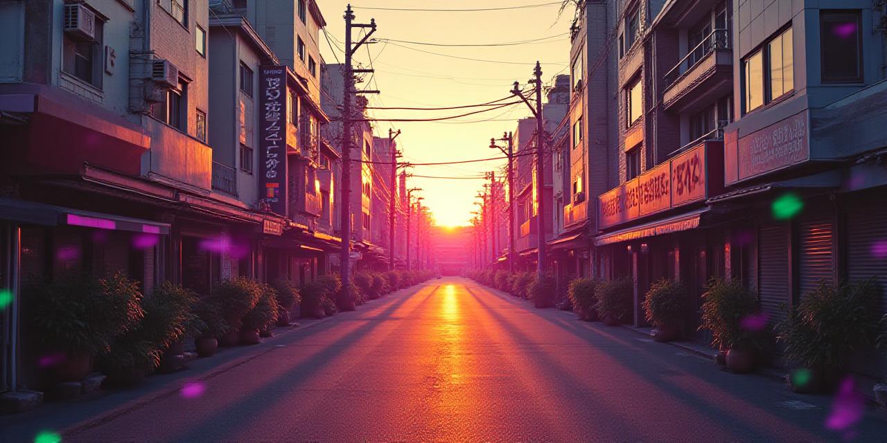 Nippori district vibe mixed with digital elements